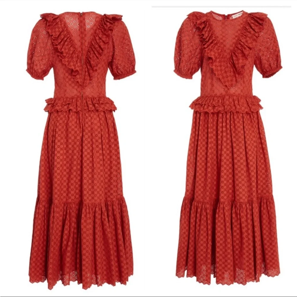 Ula Johnson Bettine Embroidered Ruffle Maxi Dress XS 0 - Picture 1 of 9